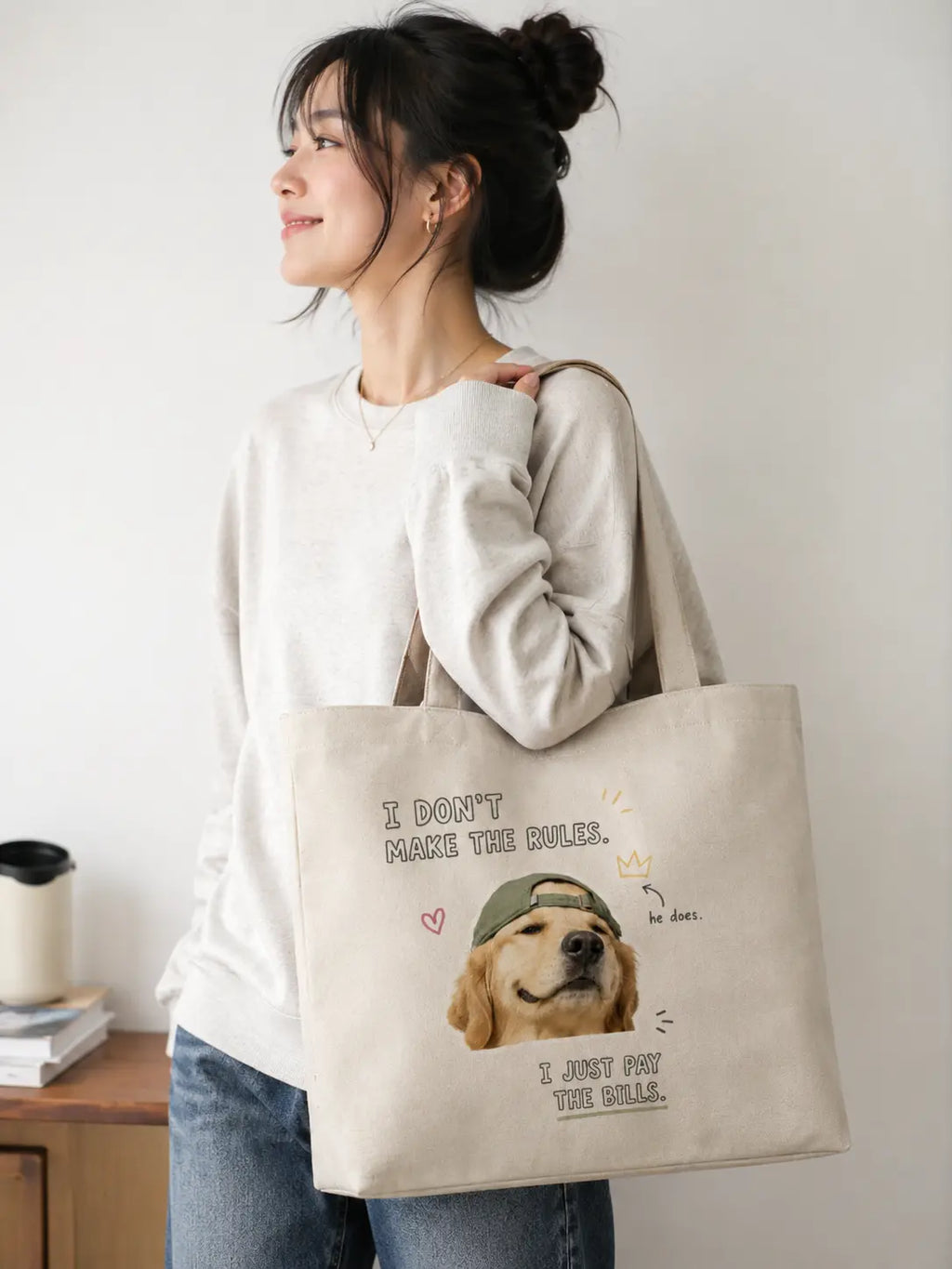 Cute Dog Unisex Large Totebag|dog parent|unique tote bag